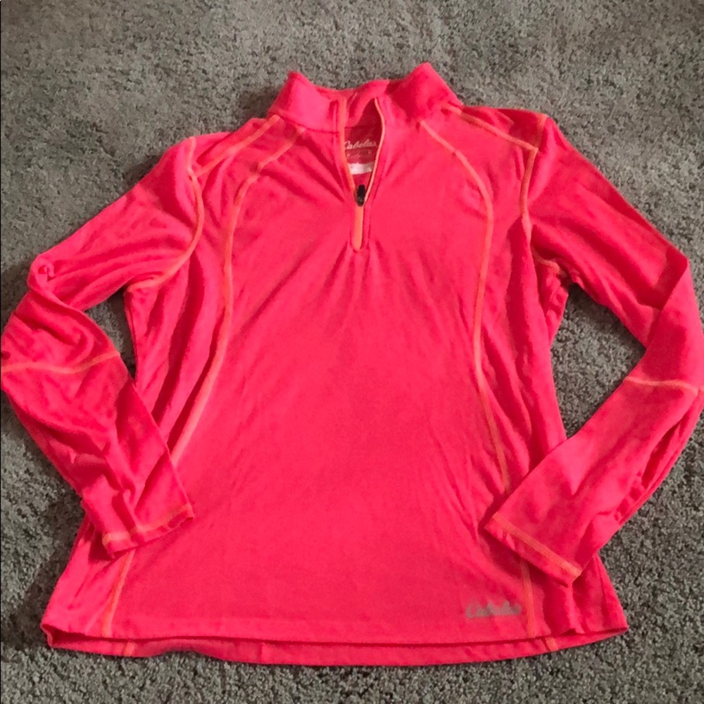 Cabela's Neon Pink Long Sleeve Quarter-Zip Top